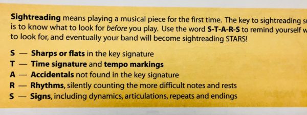 sight reading STARS mnemonic device