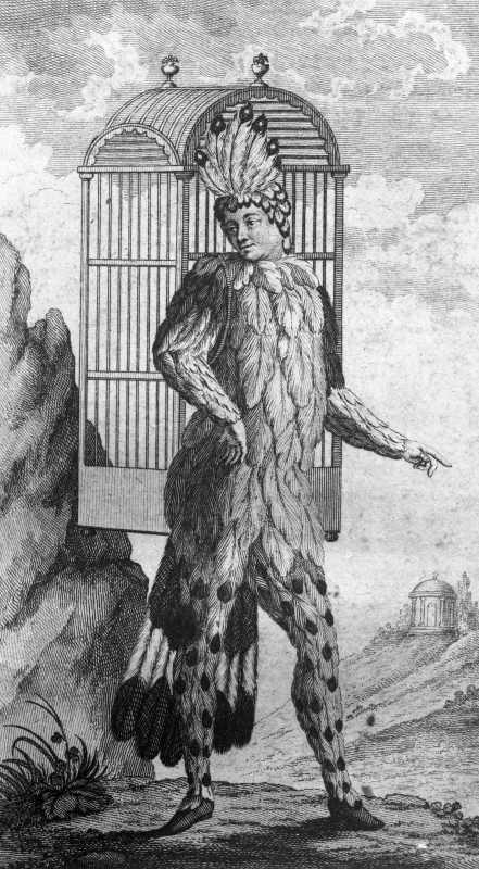 Emanual Schikaneder as Papageno in 1791 production of The Magic Flute by W A Mozart