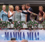 Agnetha and Anni-Frida from ABBA with some cast members from 2008 movie Mamma Mia