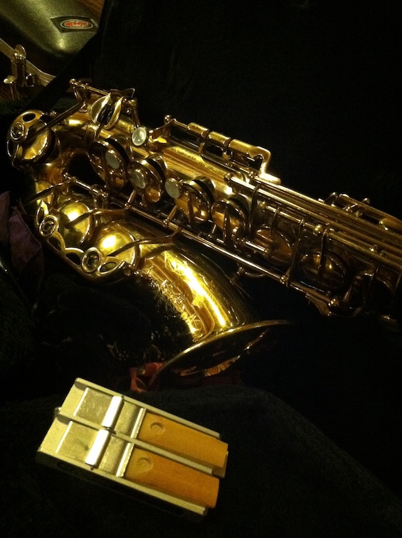 alto sax with reed guard